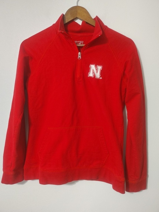E5 Tops - Vintage E5 University of Nebraska Crimson Red Quarter-Zip Pullover Hoodie M